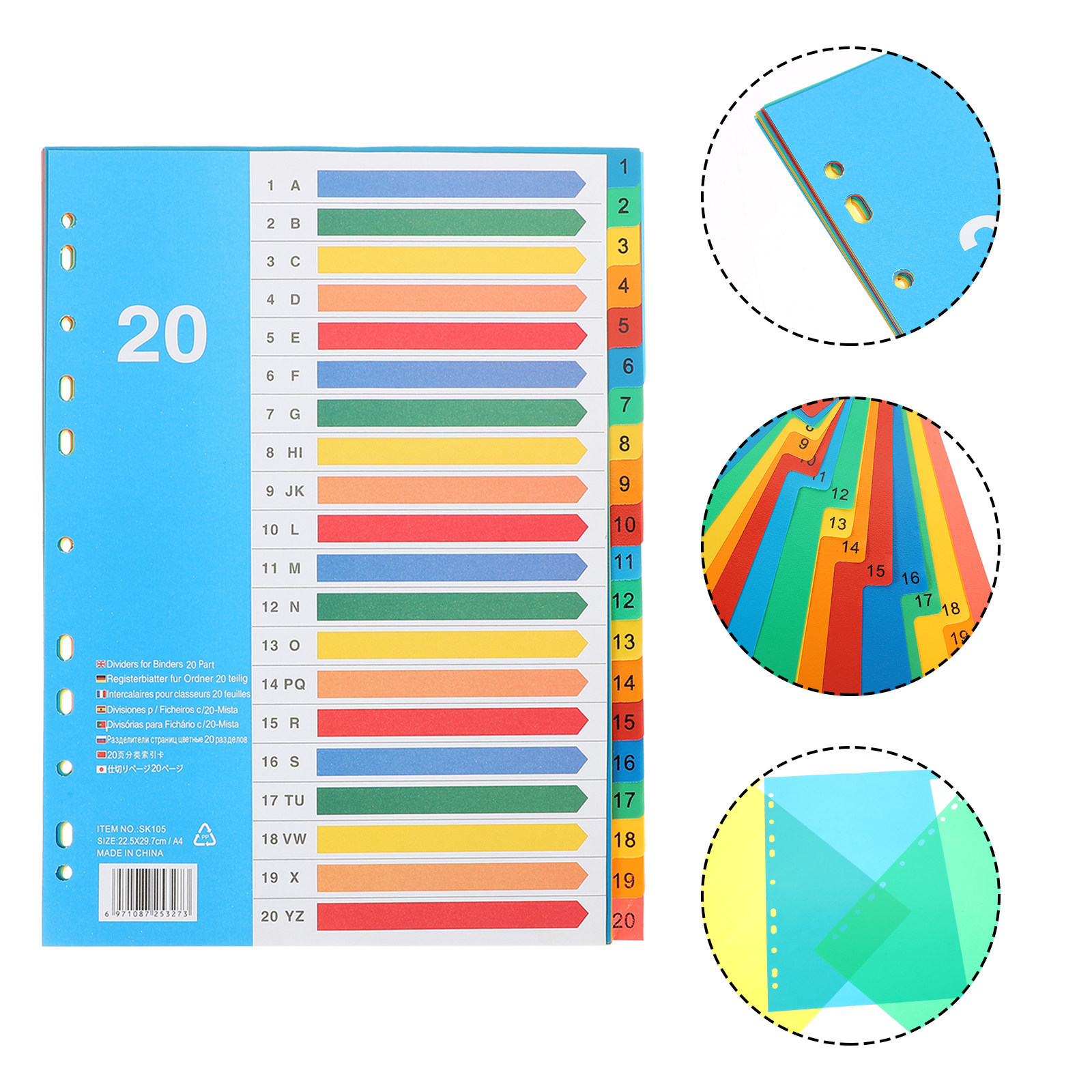 Tab Divider A4 - 5Pcs Pembatas Binder Tab Plastik Berwarna-warni