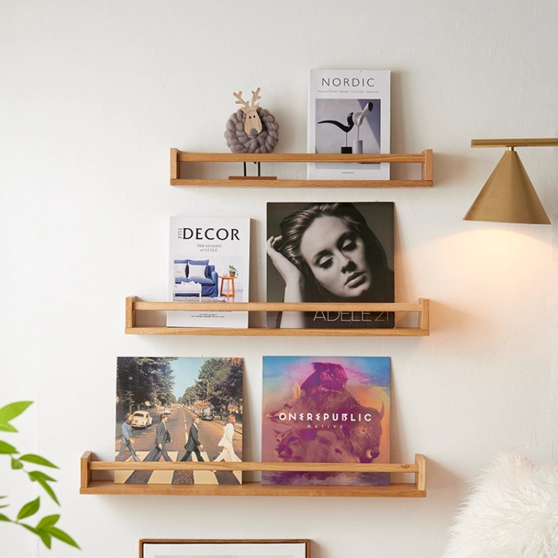 Magazine Holder Rack - Rak Dinding Kayu Solid untuk Bumbu